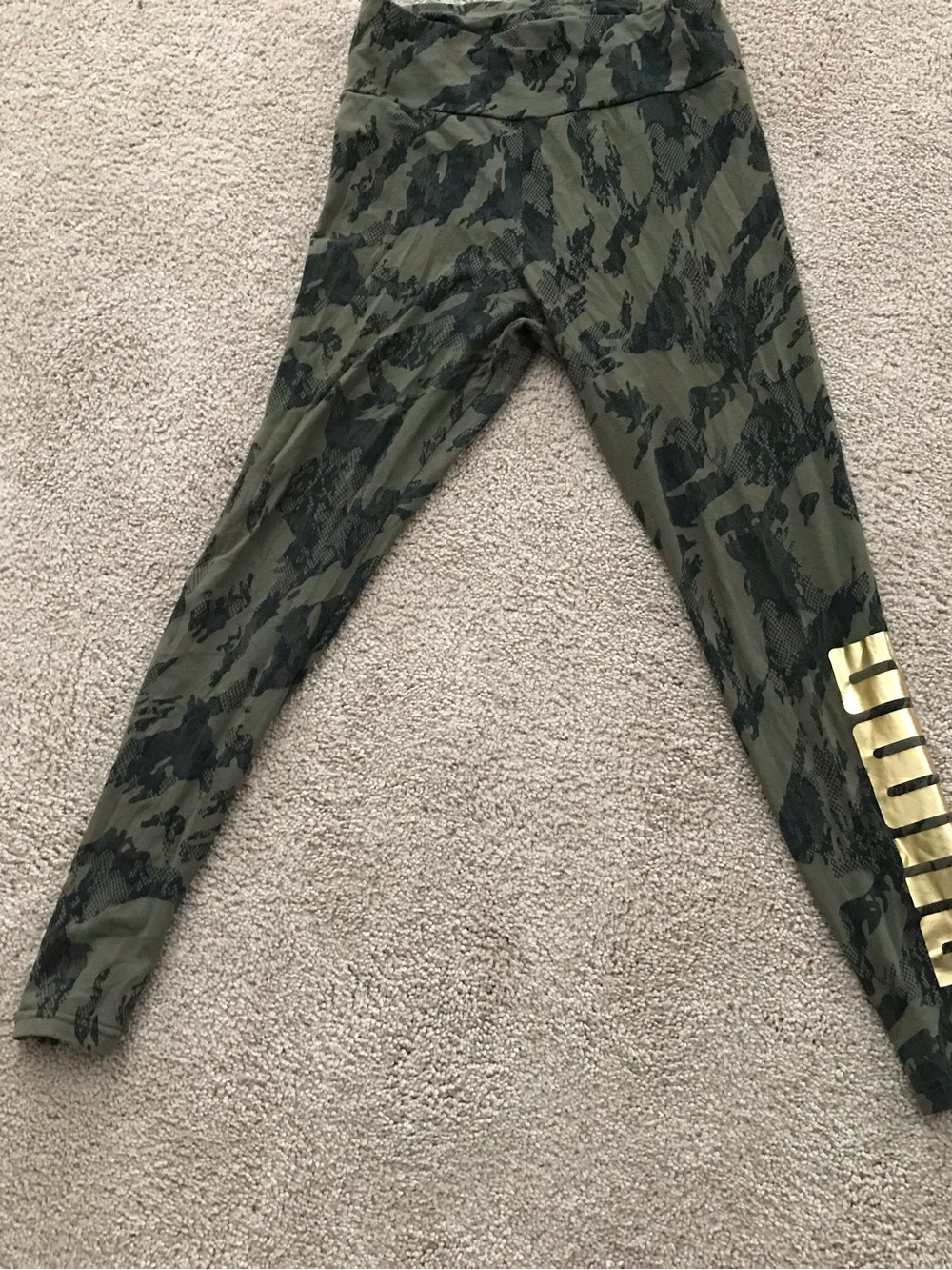 Puma Camo Print Leggings with Gold Accent